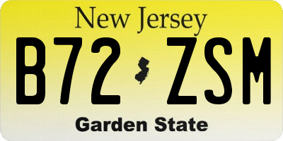 NJ license plate B72ZSM
