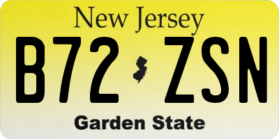 NJ license plate B72ZSN