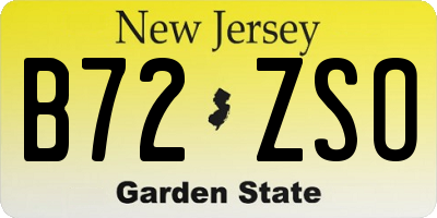 NJ license plate B72ZSO