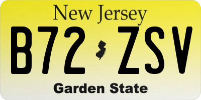 NJ license plate B72ZSV