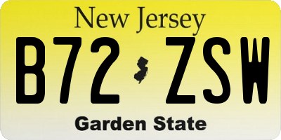 NJ license plate B72ZSW