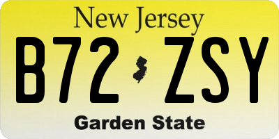 NJ license plate B72ZSY