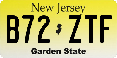 NJ license plate B72ZTF