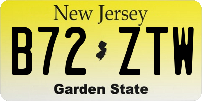 NJ license plate B72ZTW