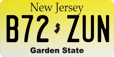 NJ license plate B72ZUN
