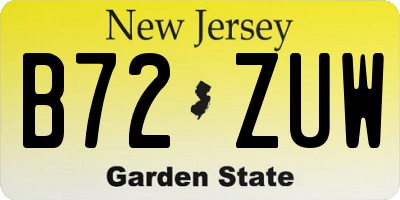 NJ license plate B72ZUW