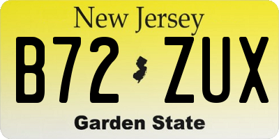 NJ license plate B72ZUX