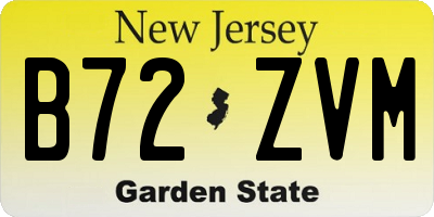 NJ license plate B72ZVM