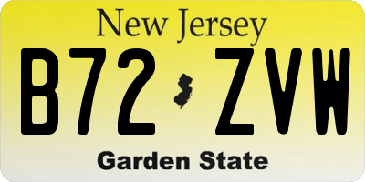 NJ license plate B72ZVW