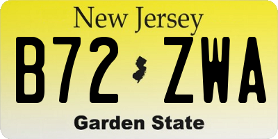 NJ license plate B72ZWA