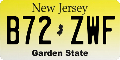 NJ license plate B72ZWF