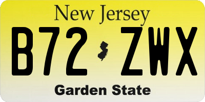 NJ license plate B72ZWX