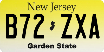 NJ license plate B72ZXA