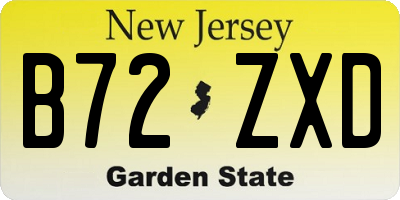 NJ license plate B72ZXD