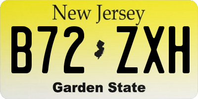 NJ license plate B72ZXH