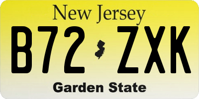 NJ license plate B72ZXK