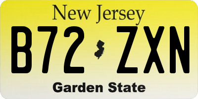 NJ license plate B72ZXN