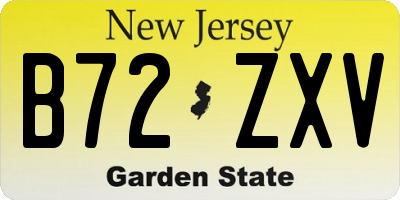 NJ license plate B72ZXV