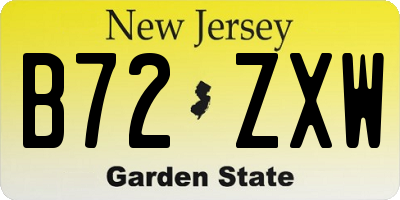 NJ license plate B72ZXW