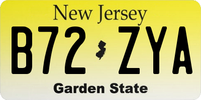 NJ license plate B72ZYA