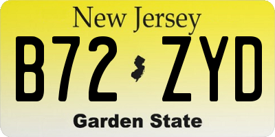 NJ license plate B72ZYD