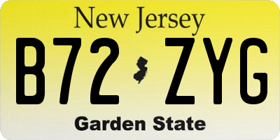 NJ license plate B72ZYG