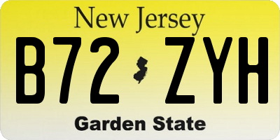NJ license plate B72ZYH