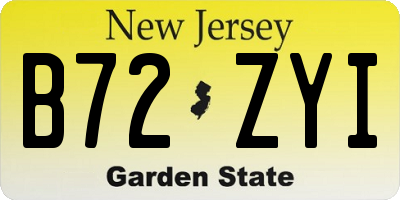 NJ license plate B72ZYI