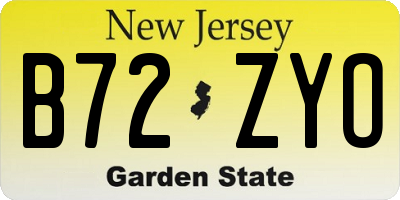 NJ license plate B72ZYO