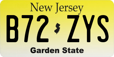 NJ license plate B72ZYS