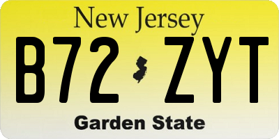 NJ license plate B72ZYT