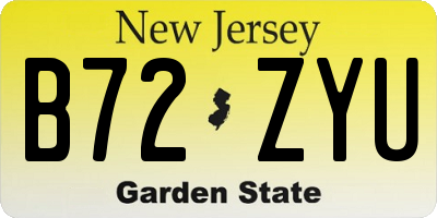 NJ license plate B72ZYU