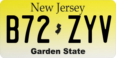 NJ license plate B72ZYV