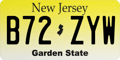 NJ license plate B72ZYW