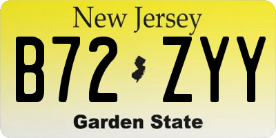 NJ license plate B72ZYY