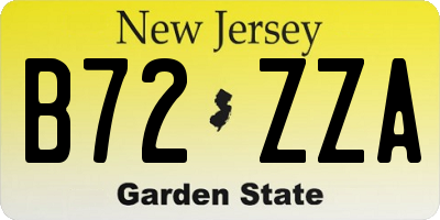 NJ license plate B72ZZA