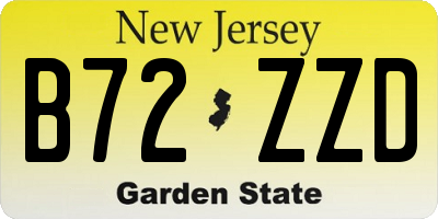 NJ license plate B72ZZD