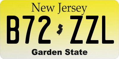 NJ license plate B72ZZL