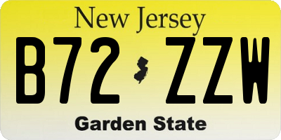NJ license plate B72ZZW