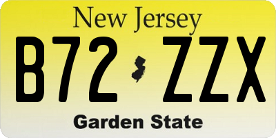 NJ license plate B72ZZX