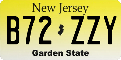 NJ license plate B72ZZY
