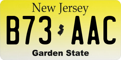 NJ license plate B73AAC