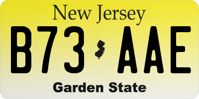 NJ license plate B73AAE