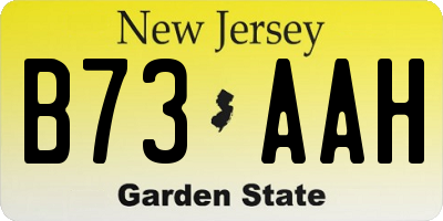 NJ license plate B73AAH