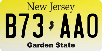 NJ license plate B73AAO
