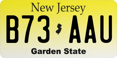 NJ license plate B73AAU