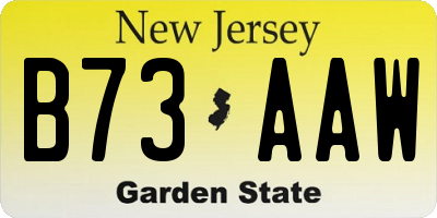 NJ license plate B73AAW