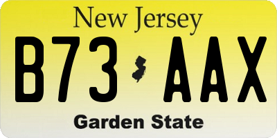 NJ license plate B73AAX
