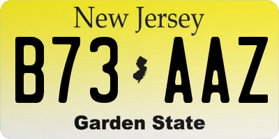 NJ license plate B73AAZ