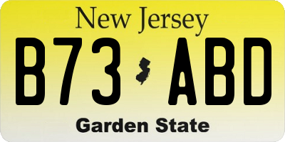 NJ license plate B73ABD